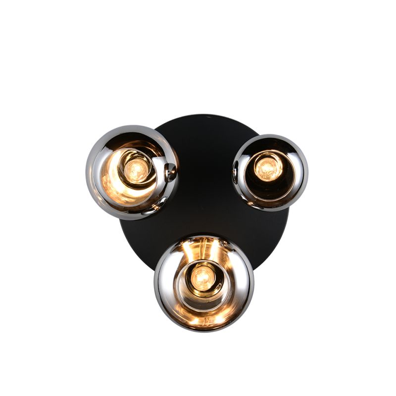 Trio-617030332 - Lumina - Matt Black 3 Light Semi Flush with Mirrored Smoked Glass
