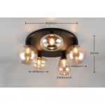 Lumina - Matt Black 5 Light Semi Flush with Amber Glass