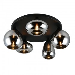 Lumina - Matt Black 5 Light Semi Flush with Mirrored Smoked Glass Lumina - Matt Black 5 Light Semi Flush with Mirrored Smoked Glass