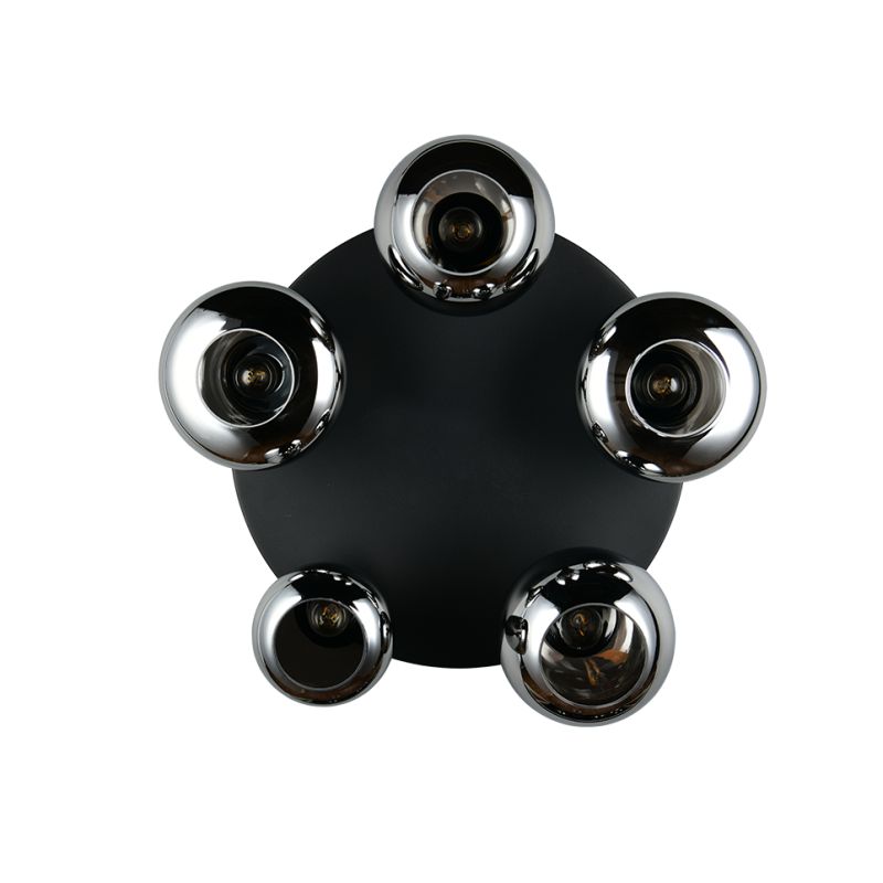 Trio-617030532 - Lumina - Matt Black 5 Light Semi Flush with Mirrored Smoked Glass