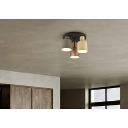Agudo - Black 3 Light Semi Flush with Multicolour Shades Agudo - Black 3 Light Semi Flush with Multicolour Shades