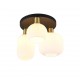 - Diva - Black & Matt Brass 3 Light Semi Flush with Ribbed White Glass Trio-619800308 - Diva - Black & Matt Brass 3 Light Semi Flush with Ribbed White Glass