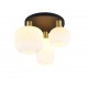 - Diva - Black & Matt Brass 3 Light Semi Flush with Ribbed White Glass Trio-619800308 - Diva - Black & Matt Brass 3 Light Semi Flush with Ribbed White Glass