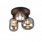 Diva - Matt Black 3 Light Semi Flush with Mirrored Smoked Glass Diva - Matt Black 3 Light Semi Flush with Mirrored Smoked Glass
