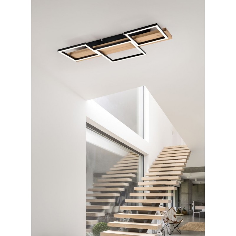 Trio-622910332 - Harper - Black LED Ceiling Lamp with Wooden Detail