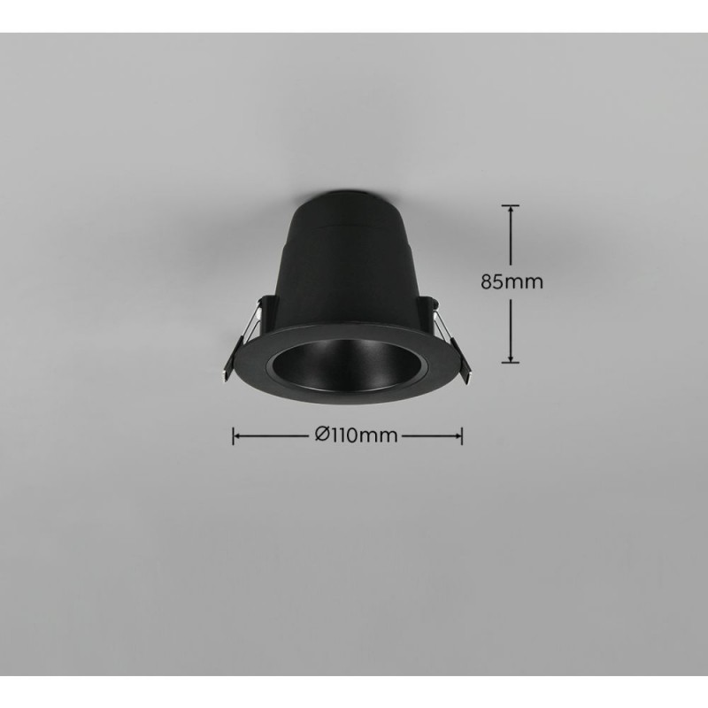 Trio-635410132 - Virunga - Matt Black CCT Recessed Downlight Ø 11 cm IP44