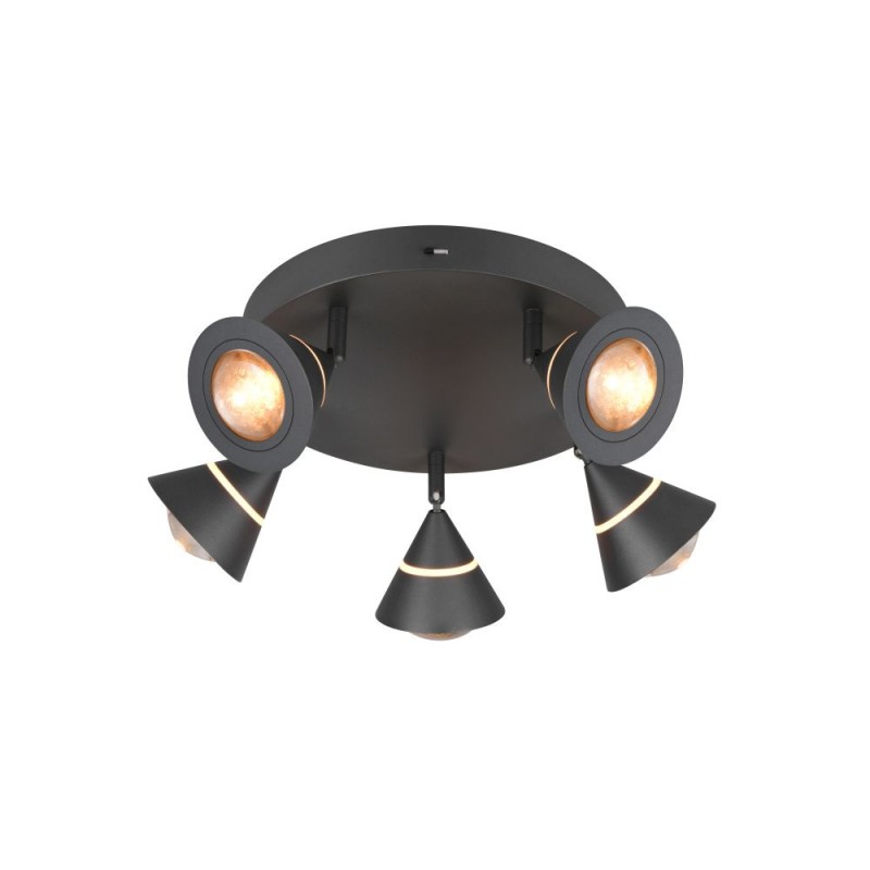 Trio-637010532 - Romeo - Matt Black 5 Light CCT Semi Flush
