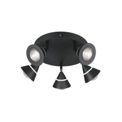 Romeo - Matt Black 5 Light CCT Semi Flush