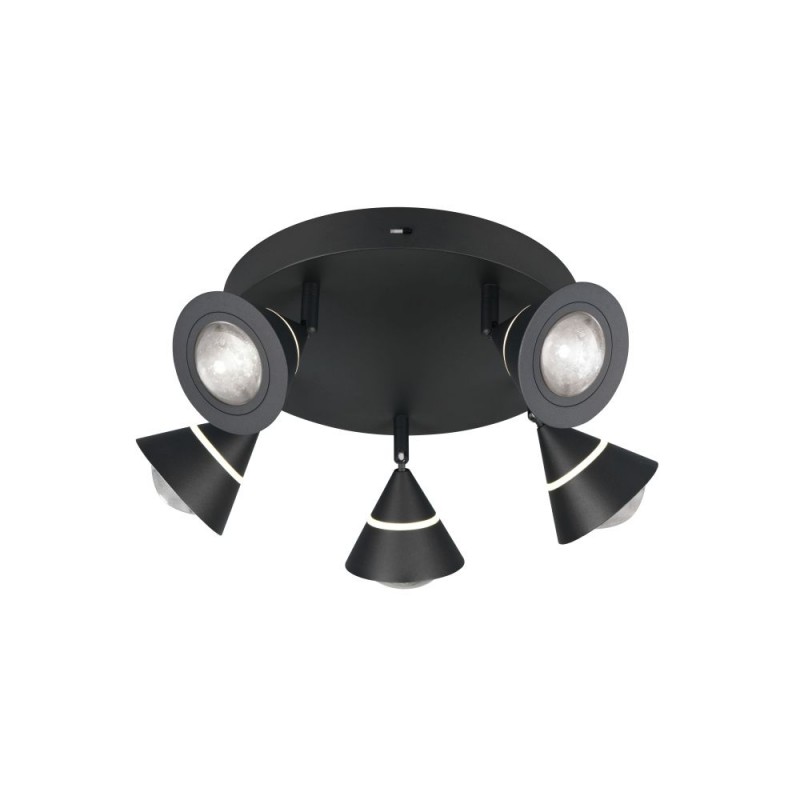 Trio-637010532 - Romeo - Matt Black 5 Light CCT Semi Flush