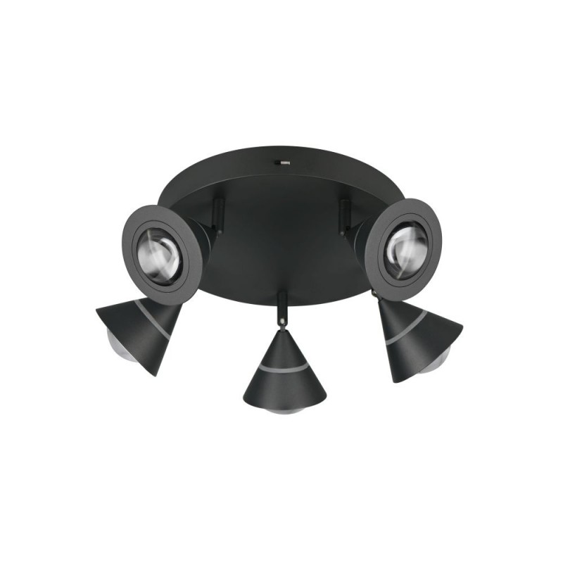 Trio-637010532 - Romeo - Matt Black 5 Light CCT Semi Flush