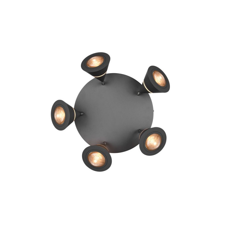 Trio-637010532 - Romeo - Matt Black 5 Light CCT Semi Flush