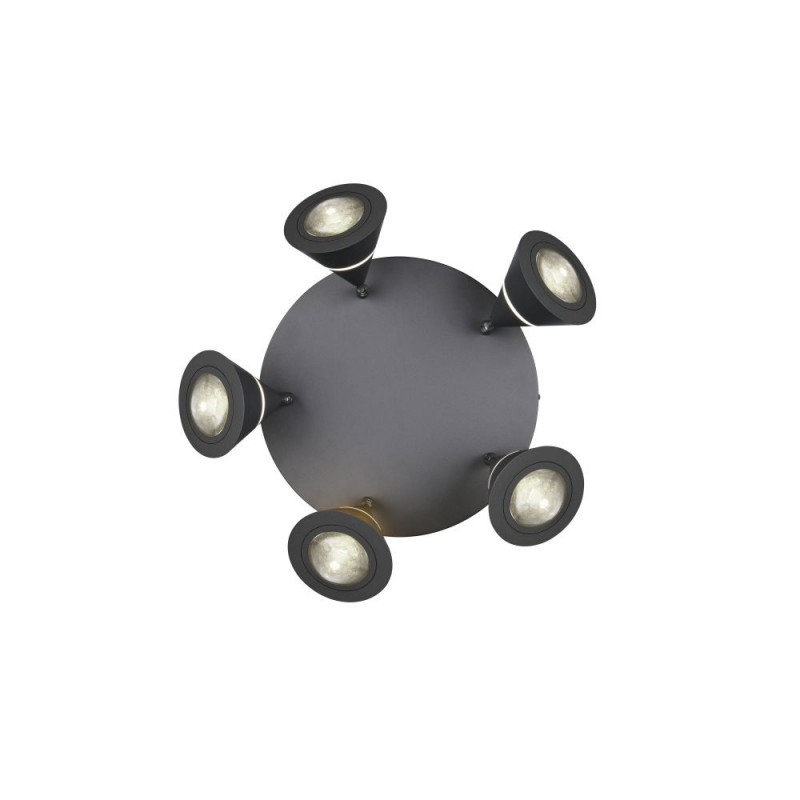 Trio-637010532 - Romeo - Matt Black 5 Light CCT Semi Flush