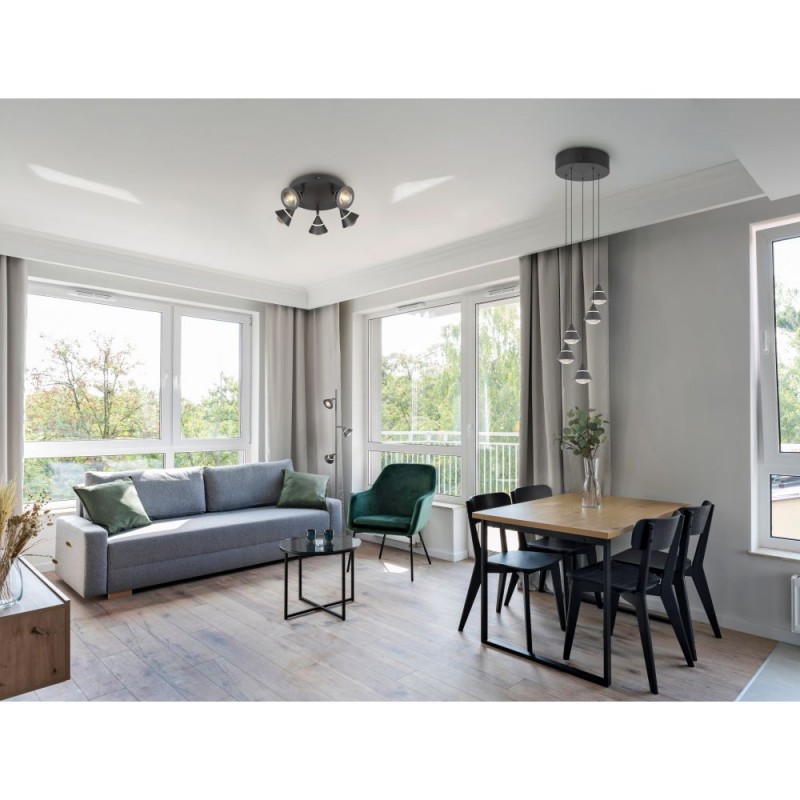 Trio-637010532 - Romeo - Matt Black 5 Light CCT Semi Flush