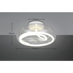 Tarsia - White LED Semi Flush with Clear Glass Ø 40 cm