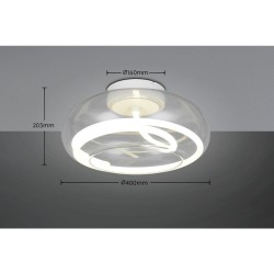 Tarsia - White LED Semi Flush with Clear Glass Ø 40 cm