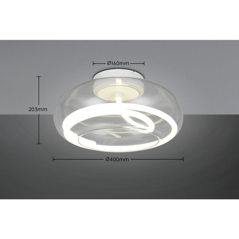 Trio-637810131 - Tarsia - White LED Semi Flush with Clear Glass Ø 40 cm