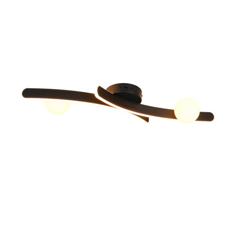 Trio-637910232 - Napoli - Matt Black CCT Semi Flush with White Glass Shade