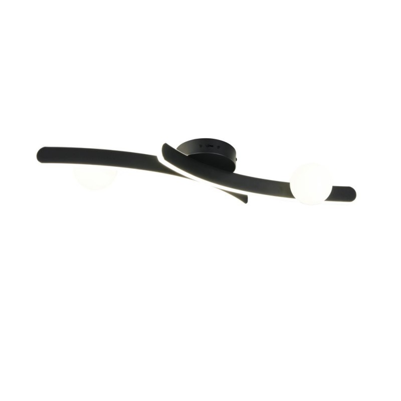 Trio-637910232 - Napoli - Matt Black CCT Semi Flush with White Glass Shade