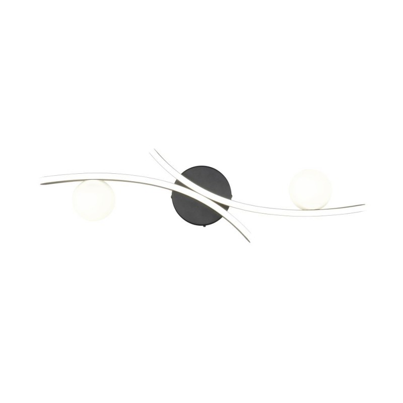 Trio-637910232 - Napoli - Matt Black CCT Semi Flush with White Glass Shade