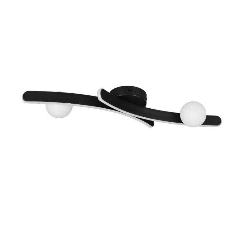Trio-637910232 - Napoli - Matt Black CCT Semi Flush with White Glass Shade