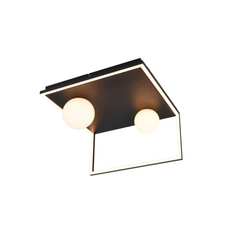Trio-638110132 - Arola - Black 2 Light CCT Semi Flush with White Glass