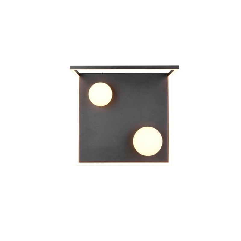 Trio-638110132 - Arola - Black 2 Light CCT Semi Flush with White Glass