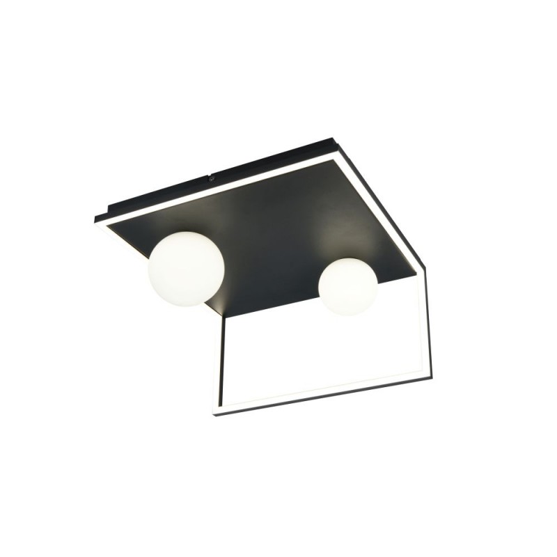 Trio-638110132 - Arola - Black 2 Light CCT Semi Flush with White Glass