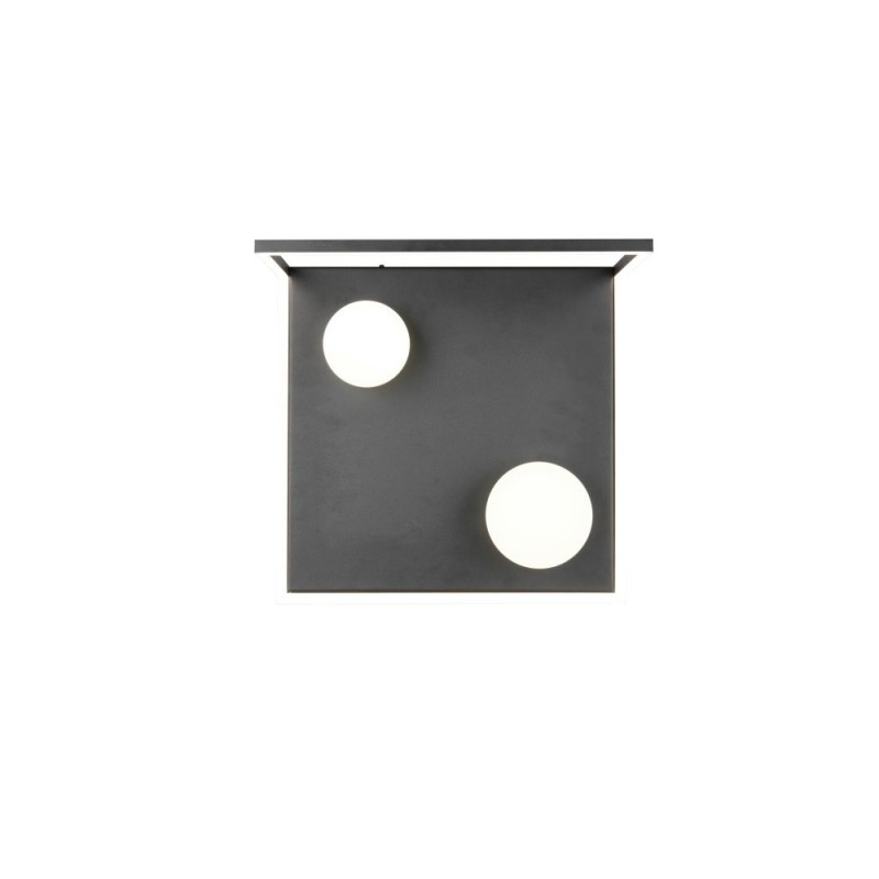 Trio-638110132 - Arola - Black 2 Light CCT Semi Flush with White Glass