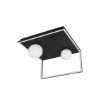 Arola - Black 2 Light CCT Semi Flush with White Glass