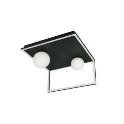 Arola - Black 2 Light CCT Semi Flush with White Glass