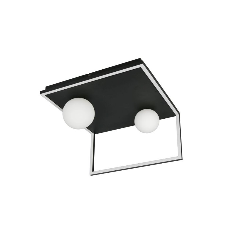 Trio-638110132 - Arola - Black 2 Light CCT Semi Flush with White Glass