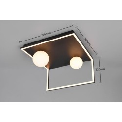 Arola - Black 2 Light CCT Semi Flush with White Glass