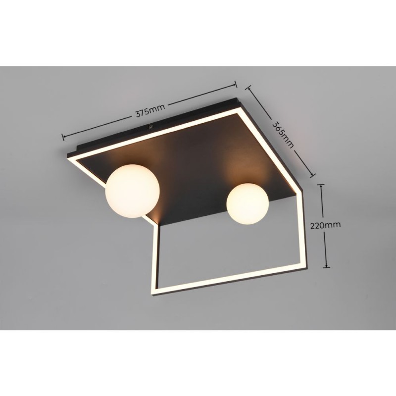 Trio-638110132 - Arola - Black 2 Light CCT Semi Flush with White Glass