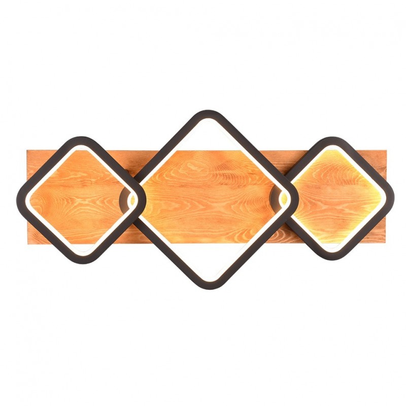- Rama - Black & Wooden LED Flush Trio-643210332 - Rama - Black & Wooden LED Flush