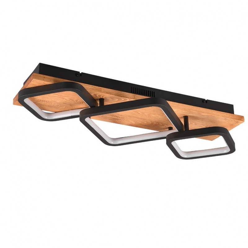 - Rama - Black & Wooden LED Flush Trio-643210332 - Rama - Black & Wooden LED Flush