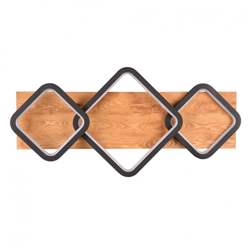 - Rama - Black & Wooden LED Flush Trio-643210332 - Rama - Black & Wooden LED Flush