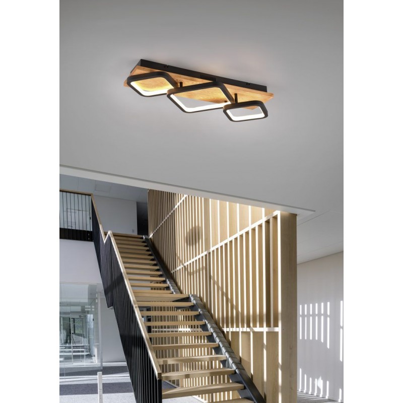- Rama - Black & Wooden LED Flush Trio-643210332 - Rama - Black & Wooden LED Flush