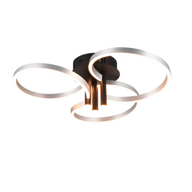 Ceiling Lights - Caruso - Brushed Aluminium & Black CCT Ceiling Lamp Trio-648110605 - Caruso - Brushed Aluminium & Black CCT Ceiling Lamp