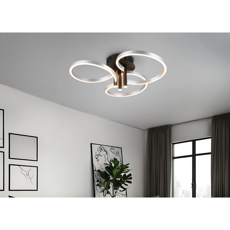 Ceiling Lights - Caruso - Brushed Aluminium & Black CCT Ceiling Lamp Trio-648110605 - Caruso - Brushed Aluminium & Black CCT Ceiling Lamp