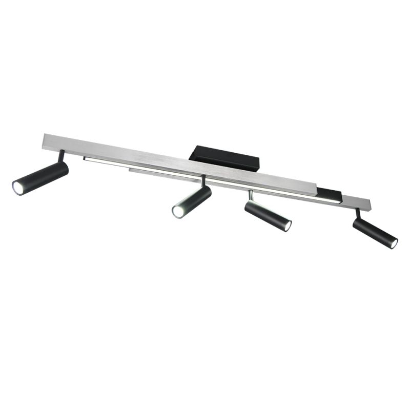 Trio-648310505 - Zeno - Brushed Aluminium & Black CCT 4 Spotlights with Remote Control