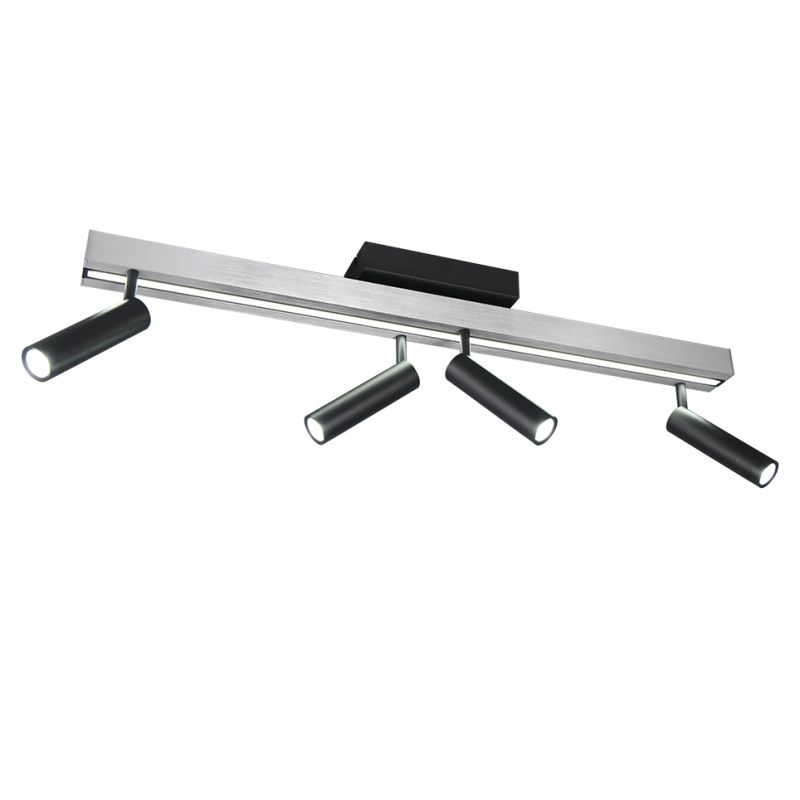 Trio-648310505 - Zeno - Brushed Aluminium & Black CCT 4 Spotlights with Remote Control