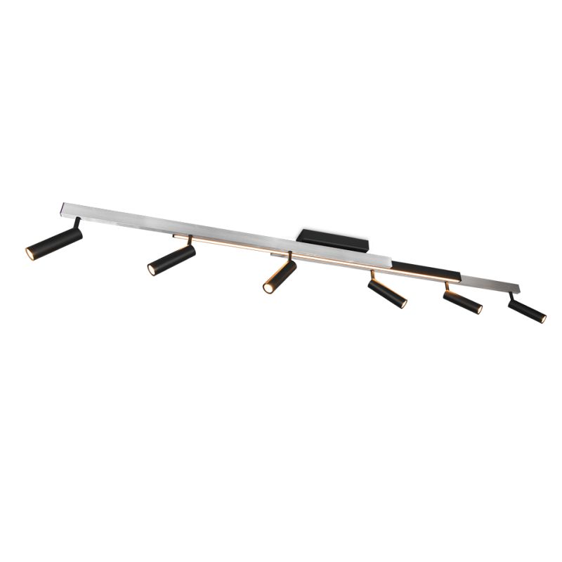 Trio-648310705 - Zeno - Brushed Aluminium & Black CCT 6 Spotlights with Remote Control