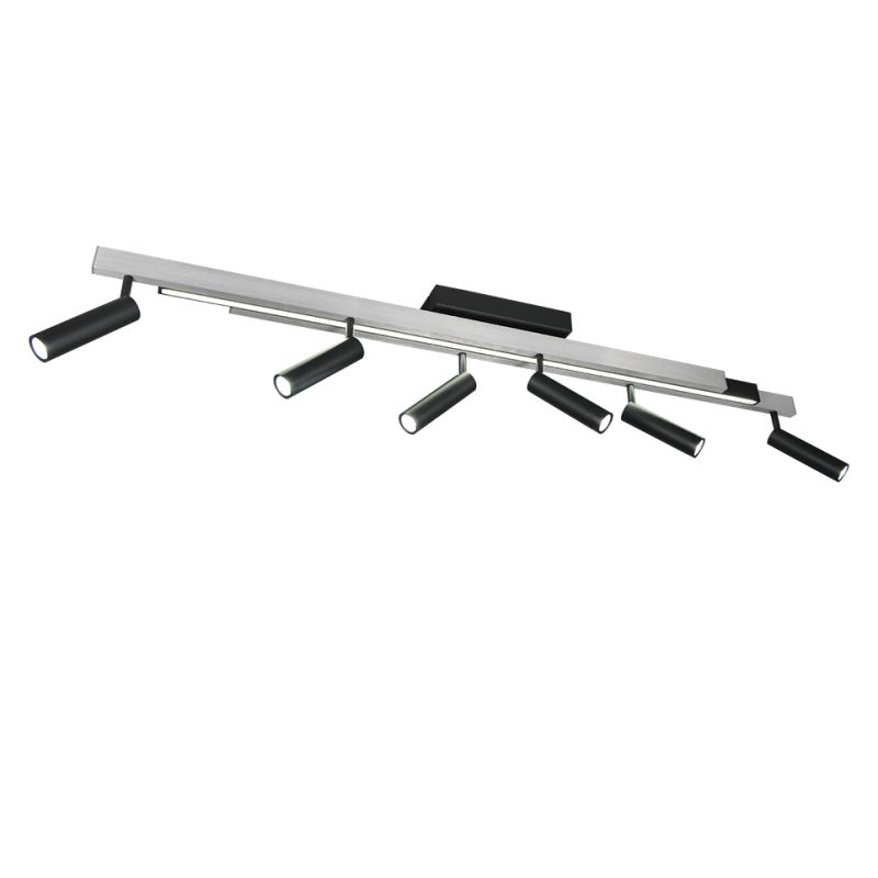 Trio-648310705 - Zeno - Brushed Aluminium & Black CCT 6 Spotlights with Remote Control