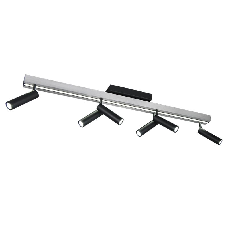 Trio-648310705 - Zeno - Brushed Aluminium & Black CCT 6 Spotlights with Remote Control