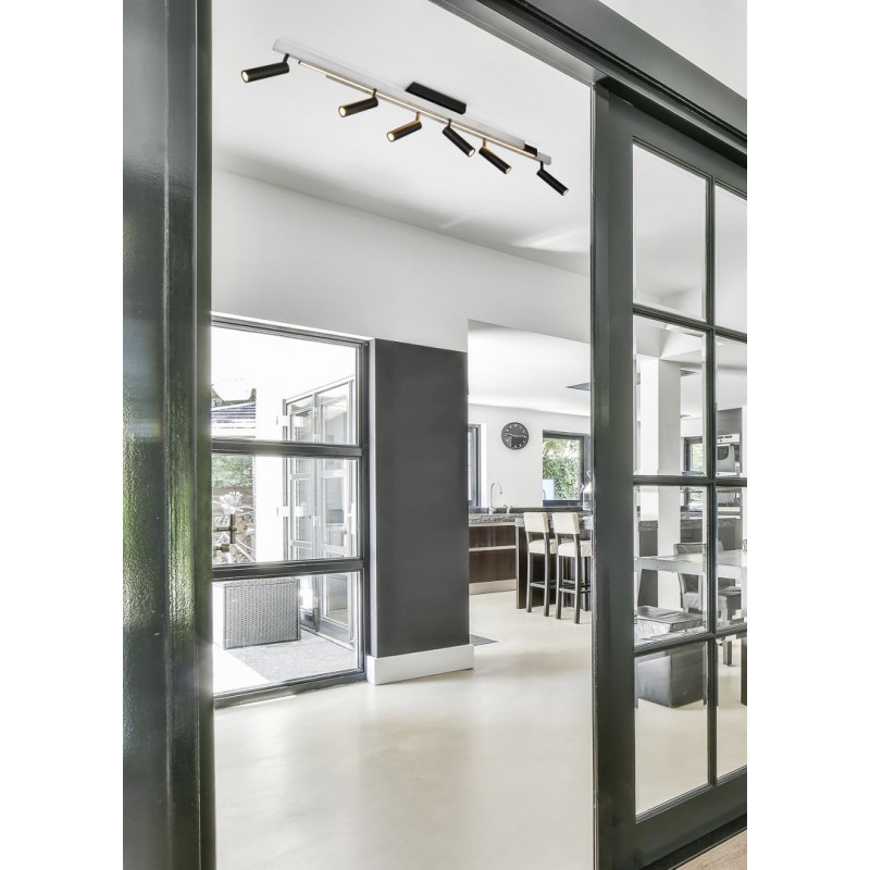 Trio-648310705 - Zeno - Brushed Aluminium & Black CCT 6 Spotlights with Remote Control