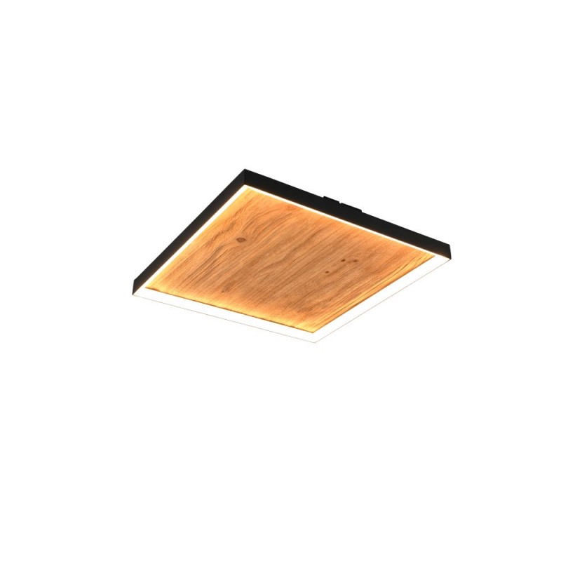 Trio-655510130 - Kalea - Black LED Flush with Natural Wood