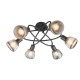 - Tarifa - Black 6 Light Semi Flush with Mirrored Smoked Ribbed Glass Trio-662800632 - Tarifa - Black 6 Light Semi Flush with Mirrored Smoked Ribbed Glass