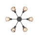 - Tarifa - Black 6 Light Semi Flush with Mirrored Smoked Ribbed Glass Trio-662800632 - Tarifa - Black 6 Light Semi Flush with Mirrored Smoked Ribbed Glass