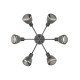 - Tarifa - Black 6 Light Semi Flush with Mirrored Smoked Ribbed Glass Trio-662800632 - Tarifa - Black 6 Light Semi Flush with Mirrored Smoked Ribbed Glass