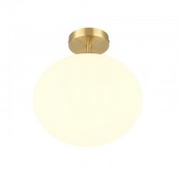 Fomento - Matt Brass Ceiling Lamp with White Oval Glass Ø 30 cm